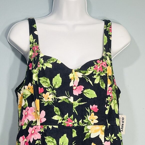 NWT Old Navy Linen Rayon Midi Dress L Petite Boho Cottage‎ Coastal Prairie - Picture 8 of 16